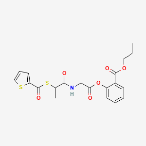 molecular formula C20H21NO6S2 B1622984 Propyl o-(2-thenoylmercaptopropionylglycyloxy)benzoate CAS No. 84856-29-1