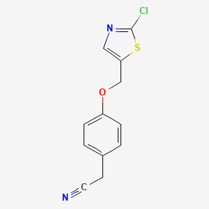 molecular formula C12H9ClN2OS B1622995 2-(4-((2-Chlorothiazol-5-yl)methoxy)phenyl)acetonitrile CAS No. 672950-06-0