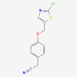 molecular formula C12H9ClN2OS B1622995 2-{4-[(2-Chloro-1,3-thiazol-5-yl)methoxy]-phenyl}acetonitrile CAS No. 672950-06-0