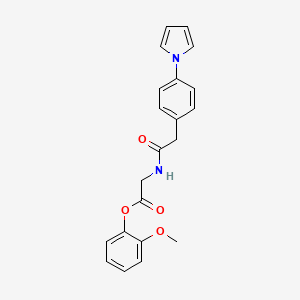 molecular formula C21H20N2O4 B1623402 Glycine, N-((4-(1H-pyrrol-1-yl)phenyl)acetyl)-, 2-methoxyphenyl ester CAS No. 85209-67-2