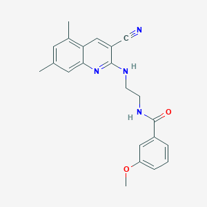 N-[2-[(3-cyano-5,7-dimethylquinolin-2-yl)amino]ethyl]-3-methoxybenzamide