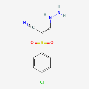 2-(4-Chlorophenyl)sulfonyl-3-hydrazinylprop-2-enenitrile