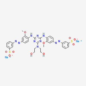 molecular formula C33H32N10Na2O10S2 B1623682 Disodium 3,3'-((6-(bis(2-hydroxyethyl)amino)-1,3,5-triazine-2,4-diyl)bis(imino(3-methoxy-4,1-phenylene)azo))bis(benzenesulphonate) CAS No. 52238-69-4
