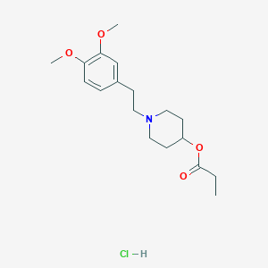 molecular formula C18H28ClNO4 B162377 1-(2-(3,4-Dimethoxyphenyl)ethyl)-4-propionylhydroxypiperidine hydrochloride CAS No. 134826-27-0