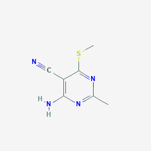 molecular formula C7H8N4S B162379 4-Amino-2-methyl-6-(methylsulfanyl)pyrimidine-5-carbonitrile CAS No. 135158-59-7