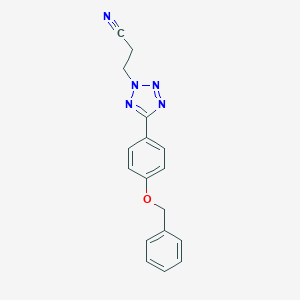 molecular formula C17H15N5O B162390 2H-Tetrazole-2-propanenitrile, 5-(4-(phenylmethoxy)phenyl)- CAS No. 130019-22-6