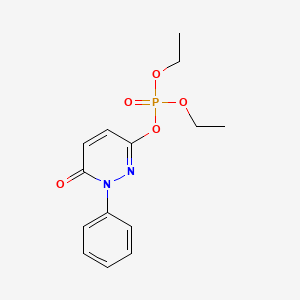 molecular formula C14H17N2O5P B1623904 Phosphoric acid, 1,6-dihydro-6-oxo-1-phenyl-3-pyridazinyl diethyl ester CAS No. 63135-29-5