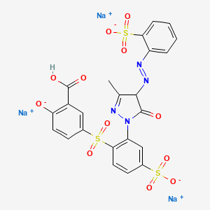 molecular formula C23H18N4O12S3 B1623990 Trisodium 5-((2-(4,5-dihydro-3-methyl-5-oxo-4-((2-sulphonatophenyl)azo)-1H-pyrazol-1-yl)-4-sulphonatophenyl)sulphonyl)salicylate CAS No. 6359-51-9