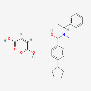 molecular formula C25H31NO5 B1624083 4-Cyclopentyl-alpha-((methyl(phenylmethyl)amino)methyl)benzenemethanol hydrogen maleate CAS No. 85689-97-0