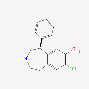 molecular formula C17H18ClNO B1624086 (1S)-7-chloro-3-methyl-1-phenyl-1,2,4,5-tetrahydro-3-benzazepin-8-ol CAS No. 73445-63-3