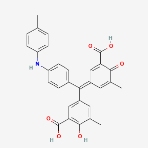 molecular formula C30H25NO6 B1624142 5-((3-Carboxy-5-methyl-4-oxo-2,5-cyclohexadien-1-ylidene)(4-((4-tolyl)amino)phenyl)methyl)-3-methylsalicylic acid CAS No. 5852-33-5