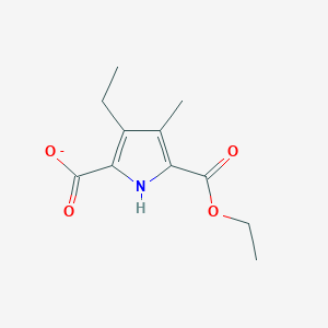 molecular formula C11H14NO4- B1624163 5-(Ethoxycarbonyl)-3-ethyl-4-methyl-1H-pyrrole-2-carboxylic acid CAS No. 53365-89-2