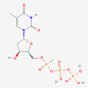 molecular formula C11H19N2O13P3 B162418 [[(2R,3S,5R)-3-hydroxy-5-(5-methyl-2,4-dioxopyrimidin-1-yl)oxolan-2-yl]methoxy-methylphosphoryl] phosphono hydrogen phosphate CAS No. 138989-23-8