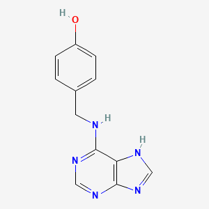 molecular formula C12H11N5O B1624297 Phenol, 4-[(1H-purin-6-ylamino)methyl]- CAS No. 80054-30-4