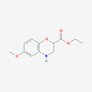 molecular formula C12H15NO4 B1624302 ethyl 6-methoxy-3,4-dihydro-2H-1,4-benzoxazine-2-carboxylate CAS No. 68281-50-5