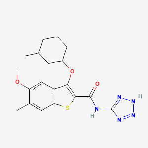 5-Methoxy-6-methyl-3-((3-methylcyclohexyl)oxy)-N-(2H-tetrazol-5-yl)benzo[b]thiophene-2-carboxamide