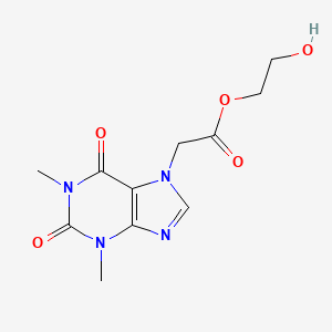 molecular formula C11H14N4O5 B1624378 2-Hydroxyethyl 1,2,3,6-tetrahydro-1,3-dimethyl-2,6-dioxo-7H-purine-7-acetate CAS No. 61379-38-2