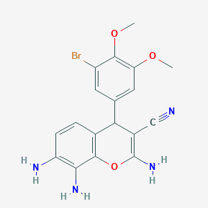 molecular formula C18H17BrN4O3 B1624404 2,7,8-triamino-4-(3-bromo-4,5-dimethoxyphenyl)-4H-chromene-3-carbonitrile CAS No. 475576-83-1