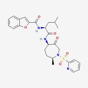 molecular formula C27H32N4O6S B1624407 N-[(2S)-4-Methyl-1-[[(4R,7S)-7-methyl-3-oxo-1-pyridin-2-ylsulfonylazepan-4-yl]amino]-1-oxopentan-2-yl]-1-benzofuran-2-carboxamide CAS No. 362507-64-0