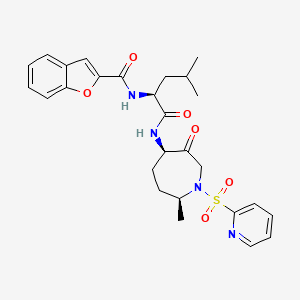 molecular formula C27H32N4O6S B1624407 N-[(1S)-1-[[[(4R,7S)-Hexahydro-7-methyl-3-oxo-1-(2-pyridinylsulfonyl)-1H-azepin-4-YL]amino]carbonyl]-3-methylbutyl]-2-benzofurancarboxamide CAS No. 362507-64-0