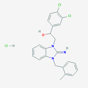 molecular formula C23H22Cl3N3O B162445 1-(3,4-二氯苯基)-2-[2-亚氨基-3-[(2-甲基苯基)甲基]苯并咪唑-1-基]乙醇；盐酸盐 CAS No. 472984-79-5
