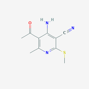 molecular formula C10H11N3OS B1624476 5-Acetyl-4-amino-6-methyl-2-(methylsulfanyl)pyridine-3-carbonitrile CAS No. 653587-91-8