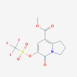 molecular formula C11H10F3NO6S B1624530 Methyl 5-oxo-6-[(trifluoromethanesulfonyl)oxy]-1,2,3,5-tetrahydroindolizine-8-carboxylate CAS No. 253195-64-1