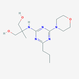 molecular formula C14H25N5O3 B162457 1,3-Propanediol, 2-methyl-2-((4-(4-morpholinyl)-6-propyl-1,3,5-triazin-2-yl)amino)- CAS No. 127374-84-9