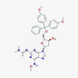 molecular formula C35H39N7O6 B162470 N'-[9-[(2R,4S,5R)-5-[[Bis(4-methoxyphenyl)-phenylmethoxy]methyl]-4-hydroxyoxolan-2-yl]-6-(methoxyamino)purin-2-yl]-N,N-dimethylmethanimidamide CAS No. 136986-36-2