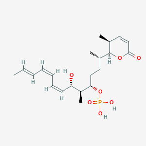 molecular formula C21H33O7P B162495 [(2S,5S,6S,7S,8Z,10Z,12E)-7-hydroxy-6-methyl-2-[(2S,3S)-3-methyl-6-oxo-2,3-dihydropyran-2-yl]tetradeca-8,10,12-trien-5-yl] dihydrogen phosphate CAS No. 682329-63-1