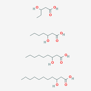 molecular formula C32H64O12 B162498 Poly(3-hydroxyvalerate)-(3-hydroxyheptanoate)-(3-hydroxynonanoate)-(3-hydroxyundecanoate) copolymer CAS No. 134905-18-3