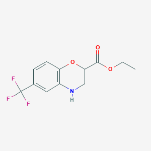 molecular formula C12H12F3NO3 B1625096 ethyl 6-(trifluoromethyl)-3,4-dihydro-2H-1,4-benzoxazine-2-carboxylate CAS No. 68281-49-2