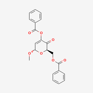 molecular formula C21H18O7 B1625143 (2R,6S)-(+)-4-Benzoyloxy-2-benzoyloxymethyl-6-methoxy-2H-pyran-3(6H)-one CAS No. 25552-06-1