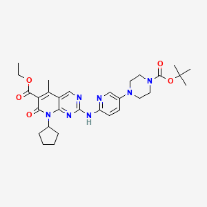 B1625222 Ethyl 2-((5-(4-(tert-butoxycarbonyl)piperazin-1-yl)pyridin-2-yl)amino)-8-cyclopentyl-5-methyl-7-oxo-7,8-dihydropyrido[2,3-d]pyrimidine-6-carboxylate CAS No. 571189-03-2