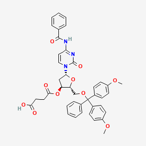 molecular formula C41H39N3O10 B1625289 Cytidine, N-benzoyl-5'-O-(bis(4-methoxyphenyl)phenylmethyl)-2'-deoxy-, 3'-(hydrogen butanedioate) CAS No. 74405-44-0