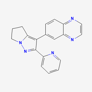 molecular formula C19H15N5 B1625318 6-(2-(Pyridin-2-yl)-5,6-dihydro-4H-pyrrolo[1,2-b]pyrazol-3-yl)quinoxaline CAS No. 705262-76-6