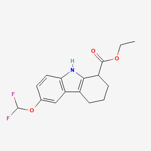 molecular formula C16H17F2NO3 B1625390 Ethyl 6-(difluoromethoxy)-2,3,4,9-tetrahydro-1H-carbazole-1-carboxylate CAS No. 871586-76-4