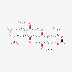 molecular formula C36H34O12 B1625395 5,5'-Diisopropyl-3,3'-dimethyl-1,1',4,4'-tetraoxo-1,1',4,4'-tetrahydro-[2,2'-binaphthalene]-6,6',7,7'-tetrayl tetraacetate CAS No. 886435-01-4