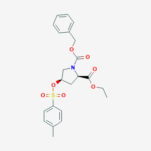 molecular formula C22H25NO7S B162553 (2R,4R)-1-Benzyl 2-ethyl 4-(tosyloxy)pyrrolidine-1,2-dicarboxylate CAS No. 130830-60-3