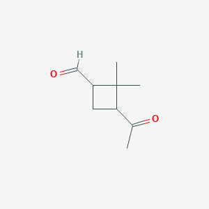molecular formula C9H14O2 B162561 3-Acetyl-2,2-dimethylcyclobutane-1-carbaldehyde CAS No. 132478-08-1