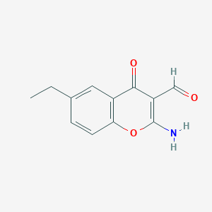 molecular formula C12H11NO3 B1625614 2-Amino-6-ethyl-3-formylchromone CAS No. 68301-76-8