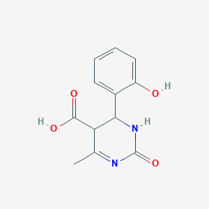 molecular formula C12H12N2O4 B1625781 1,2,5,6-Tetrahydro-6-(2-hydroxyphenyl)-4-methyl-2-oxo-5-pyrimidinecarboxylic acid CAS No. 69785-28-0