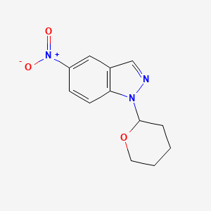 molecular formula C12H13N3O3 B1626680 5-Nitro-1-(tetrahydro-2H-pyran-2-yl)-1H-indazole CAS No. 150187-64-7