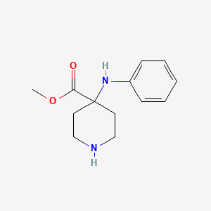 molecular formula C13H18N2O2 B1626687 4-Piperidinecarboxylic acid, 4-(phenylamino)-, methyl ester CAS No. 61085-80-1