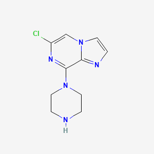 molecular formula C10H12ClN5 B1626740 6-Chloro-8-(piperazin-1-yl)imidazo[1,2-a]pyrazine CAS No. 77111-80-9