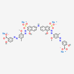 molecular formula C50H35N9Na4O16S2 B1627118 Tetrasodium;5-[[4-[[6-[[6-[[4-[(3-carboxylato-4-hydroxyphenyl)diazenyl]-2-methoxy-5-methylphenyl]diazenyl]-5-hydroxy-7-sulfonatonaphthalen-2-yl]amino]-1-hydroxy-3-sulfonatonaphthalen-2-yl]diazenyl]-5-methoxy-2-methylphenyl]diazenyl]-2-hydroxybenzoate CAS No. 6535-56-4