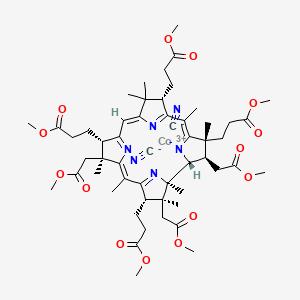 Cobalt(3+);methyl 3-[(1R,2S,3S,5Z,7S,8S,10Z,13S,15Z,17R,18R,19R)-2,7,18-tris(2-methoxy-2-oxoethyl)-3,13,17-tris(3-methoxy-3-oxopropyl)-1,2,5,7,12,12,15,17-octamethyl-8,13,18,19-tetrahydro-3H-corrin-24-id-8-yl]propanoate;dicyanide