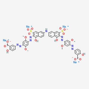 molecular formula C50H35N9Na4O18S2 B1627270 Tetrasodium 5,5'-(iminobis((1-hydroxy-3-sulphonato-6,2-naphthylene)azo(2,5-dimethoxy-4,1-phenylene)azo))bis(salicylate) CAS No. 6548-31-8