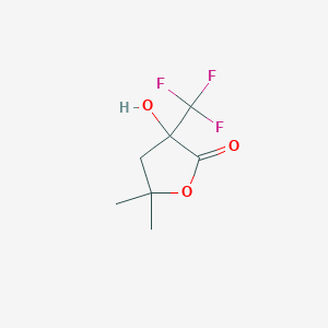 molecular formula C7H9F3O3 B162762 DIHYDRO-3-HYDROXY-5,5-DIMETHYL-3-(TRIFLUOROMETHYL)-2(3H)-FURANONE CAS No. 126953-88-6