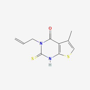 molecular formula C10H10N2OS2 B1627717 5-Methyl-3-(prop-2-en-1-yl)-2-sulfanylidene-2,3-dihydrothieno[2,3-d]pyrimidin-4(1H)-one CAS No. 126637-05-6